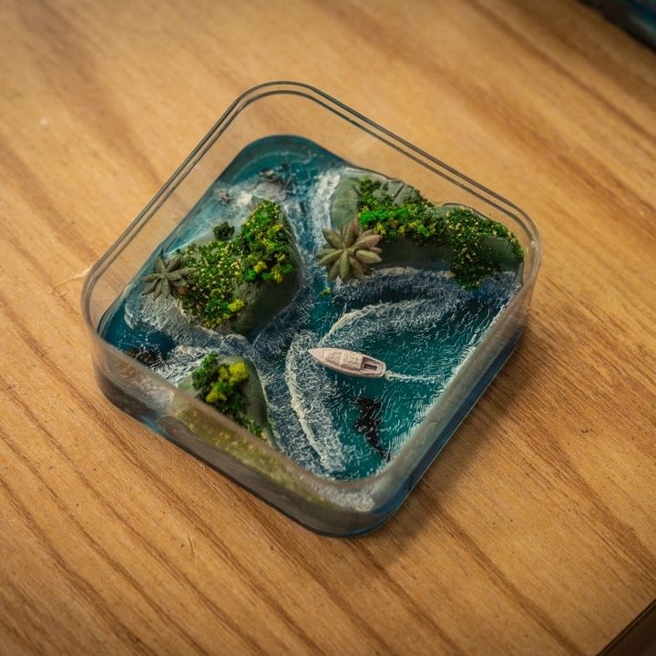 Resin Art Ideas - Handcrafted Micro-Island of Faroe Islands, Detailed