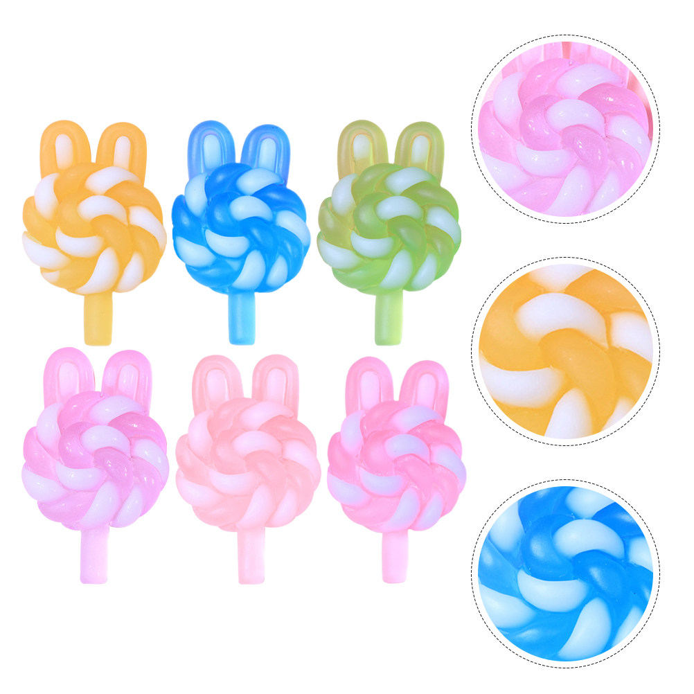Resin Art Materials - 24Pcs Cute Cartoon Lollipop Charms Rabbit