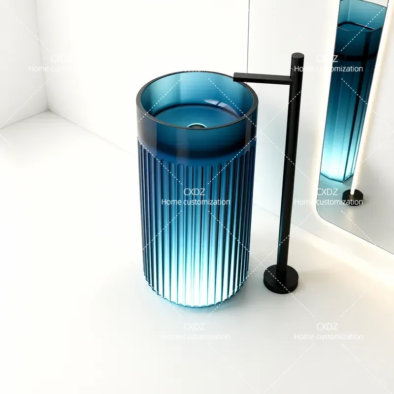 Resin Art Floor - Integrated Floor to Ceiling Bathroom Wash