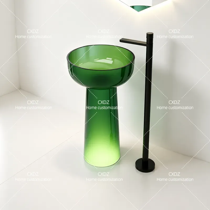 Resin Art Floor - Column Basin Integrated Floor to Ceiling