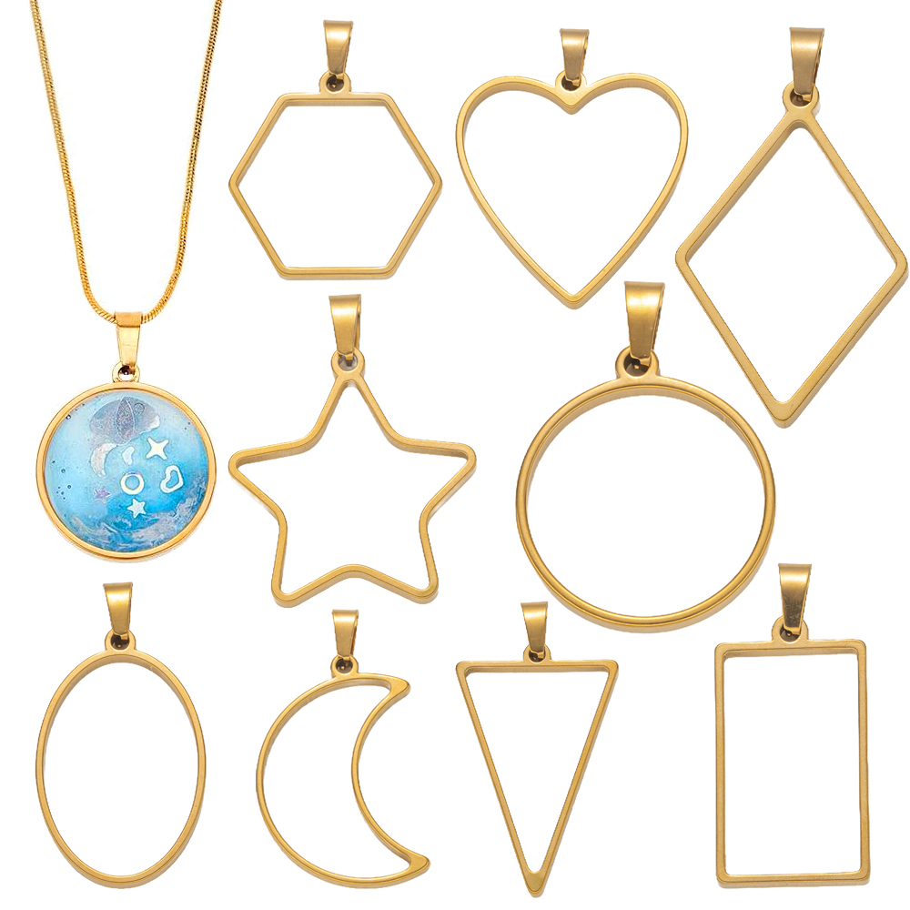 Resin Art Calligraphy - 5pcs Stainless Steel Open Back Resin