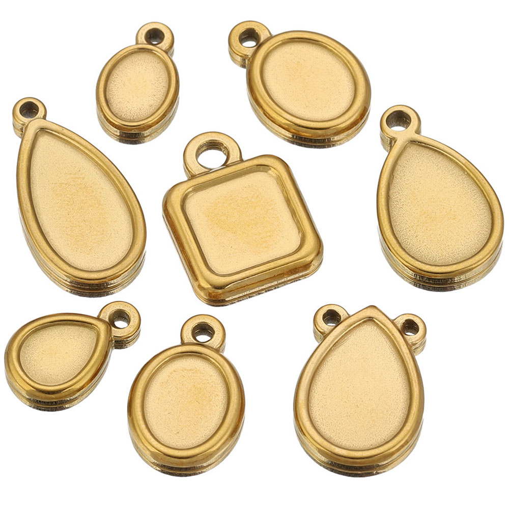 Resin Art Jewellery - 5pcs Stainless Steel Square Drop Round