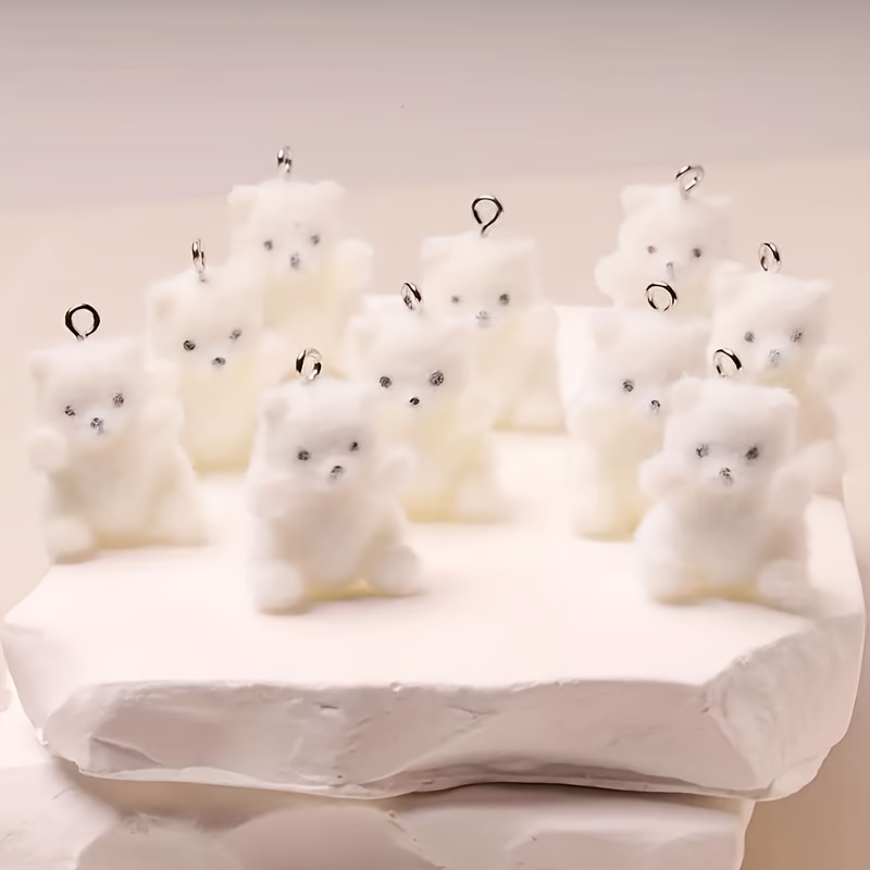 Resin Art Materials - 6Pcs Polar Bear Resin Charms Christmas