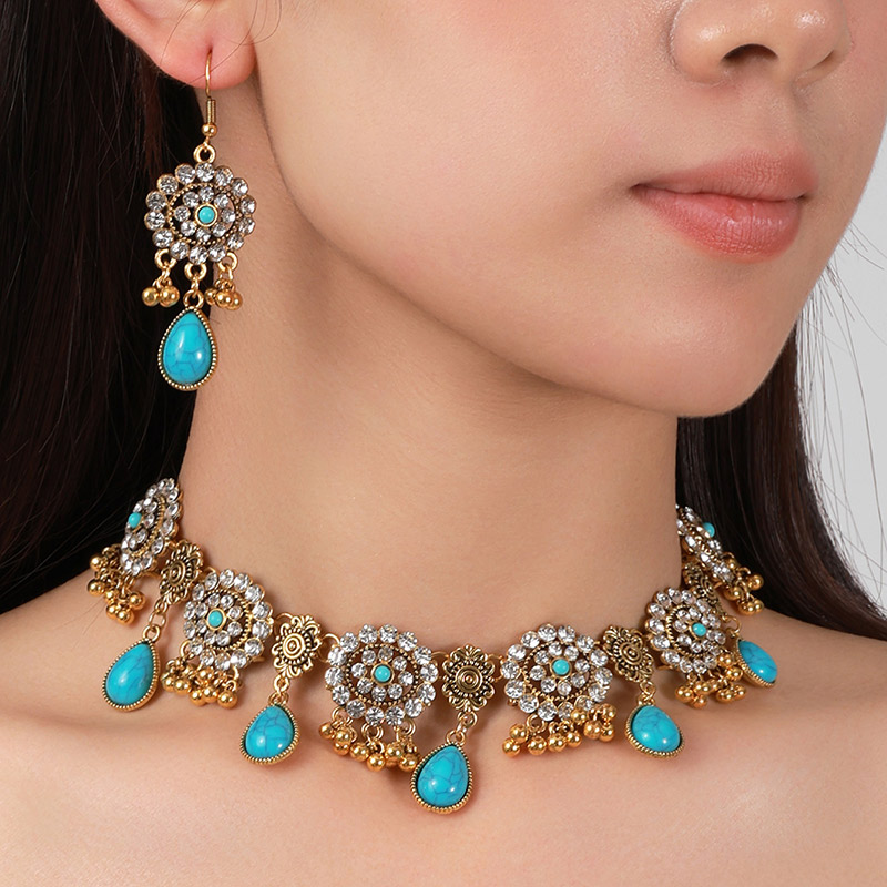 Resin Art Necklace - Kymyad Ethnic Vintage Rhinestone Water Drop