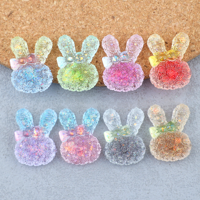 Resin Art Materials - 5PCS 18*25mm Luminous Gradient Rabbit Resin