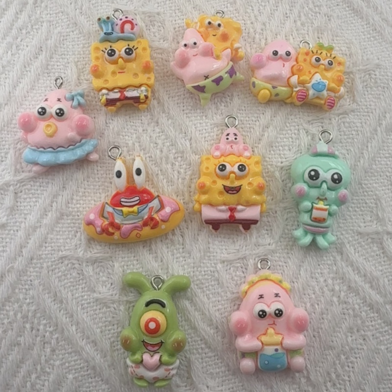 Resin Art Calligraphy - 10pcs cartoon resin pendant, DIY jewelry