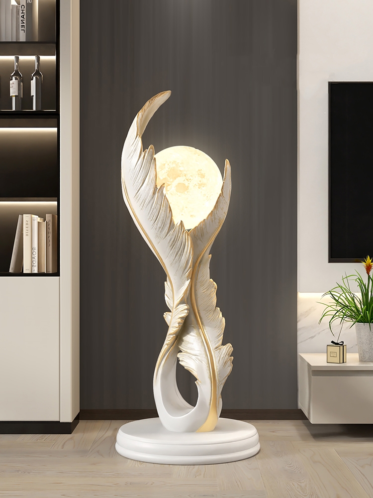 Resin Art Floor - Home Decor Creative Luminous Feather Resin