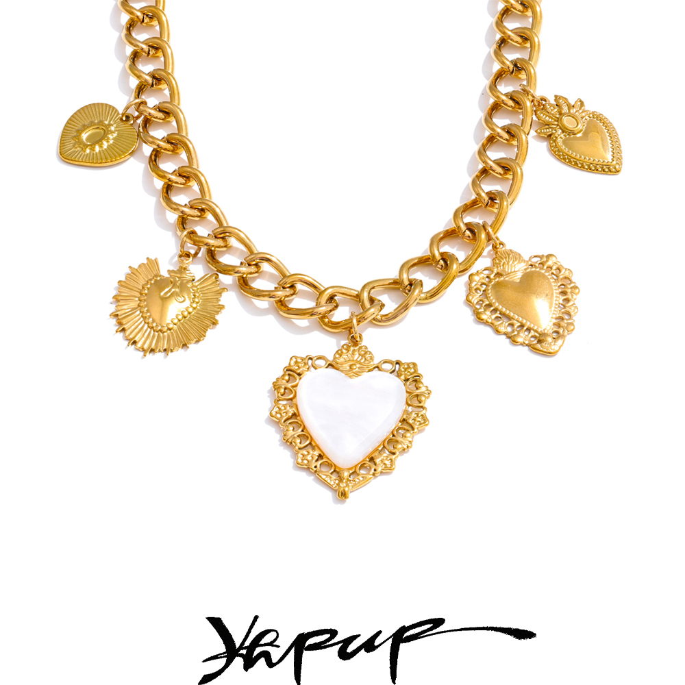 Resin Art Necklace - Yhpup 18K Golden Plated Stainless Steel