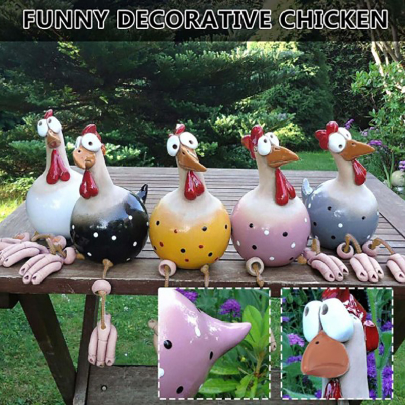 Funny Chicken Fence Decor Resi - Resin Art Sculptures 评论和价格