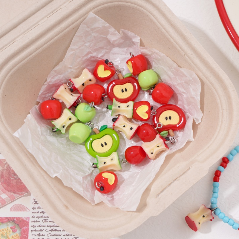 1pc Resin Apple Charms 13x14mm - Resin Art Necklace 评论和价格