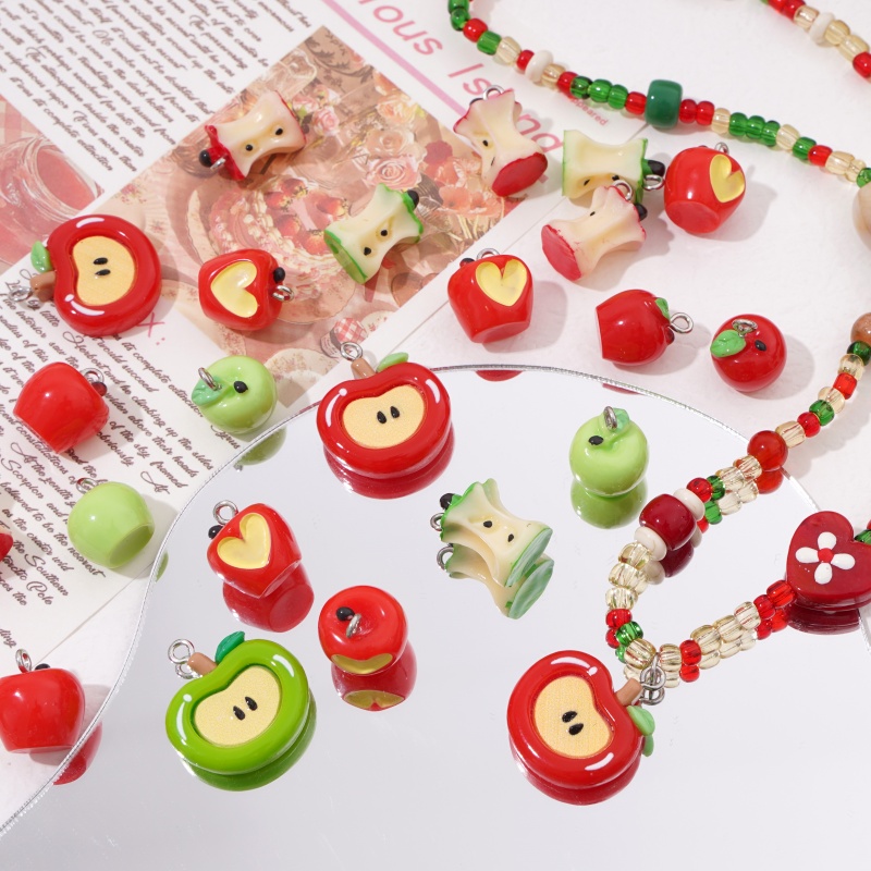 1pc Resin Apple Charms 13x14mm - Resin Art Necklace 评论和价格