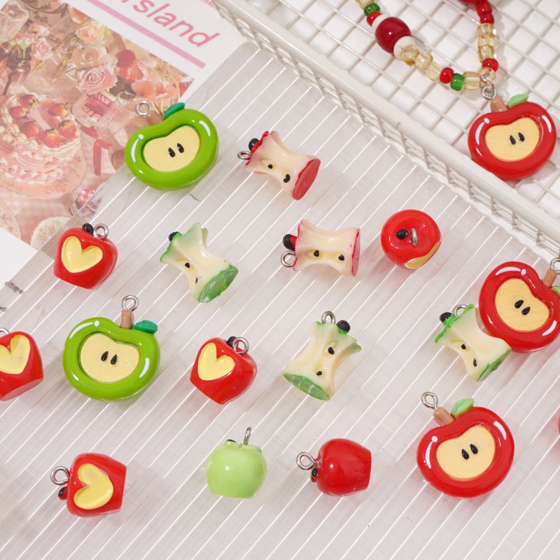 1pc Resin Apple Charms 13x14mm - Resin Art Necklace 评论和价格