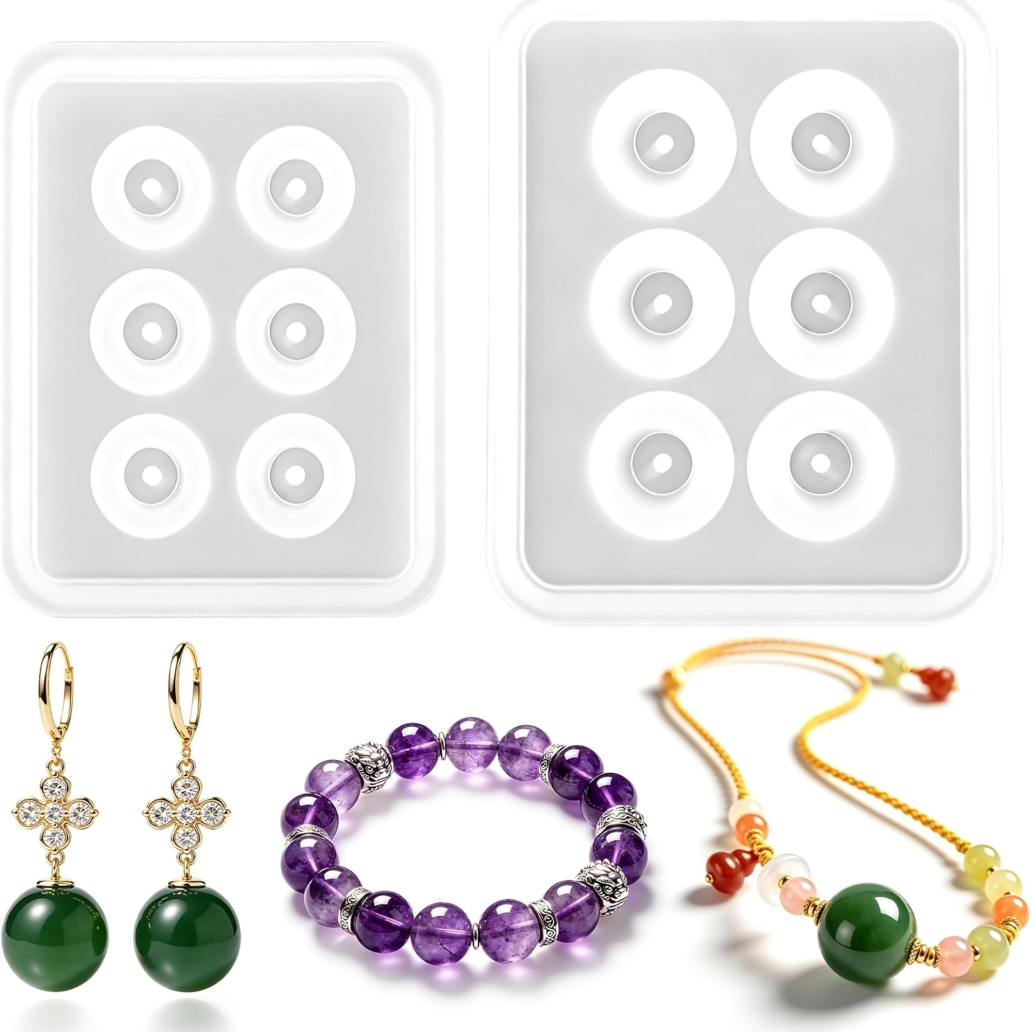Two Perforated Spherical Silic - Resin Art Jewellery 评论和价格