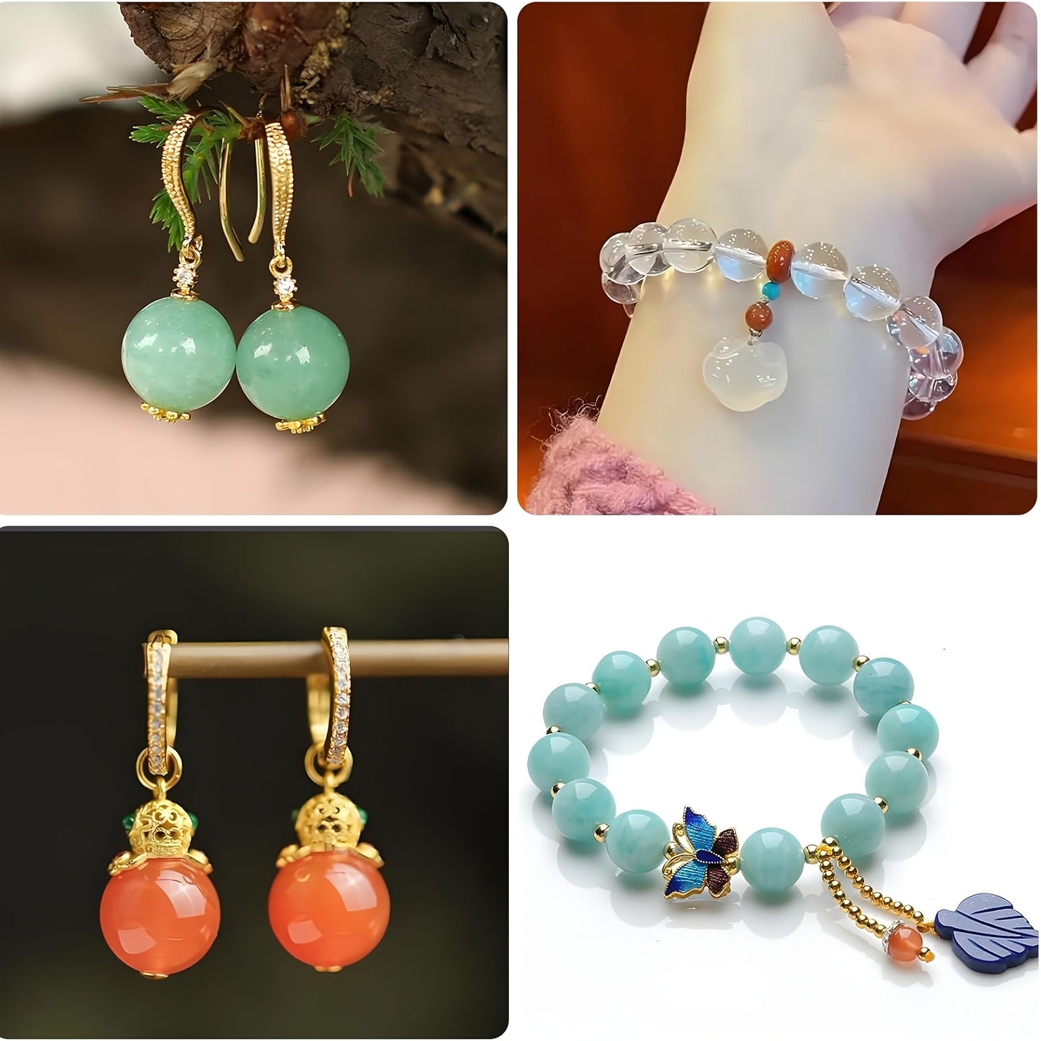Two Perforated Spherical Silic - Resin Art Jewellery 评论和价格