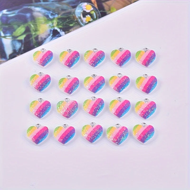 10Pcs Colorful Heart Resin Cha - Resin Art Calligraphy 评论和价格