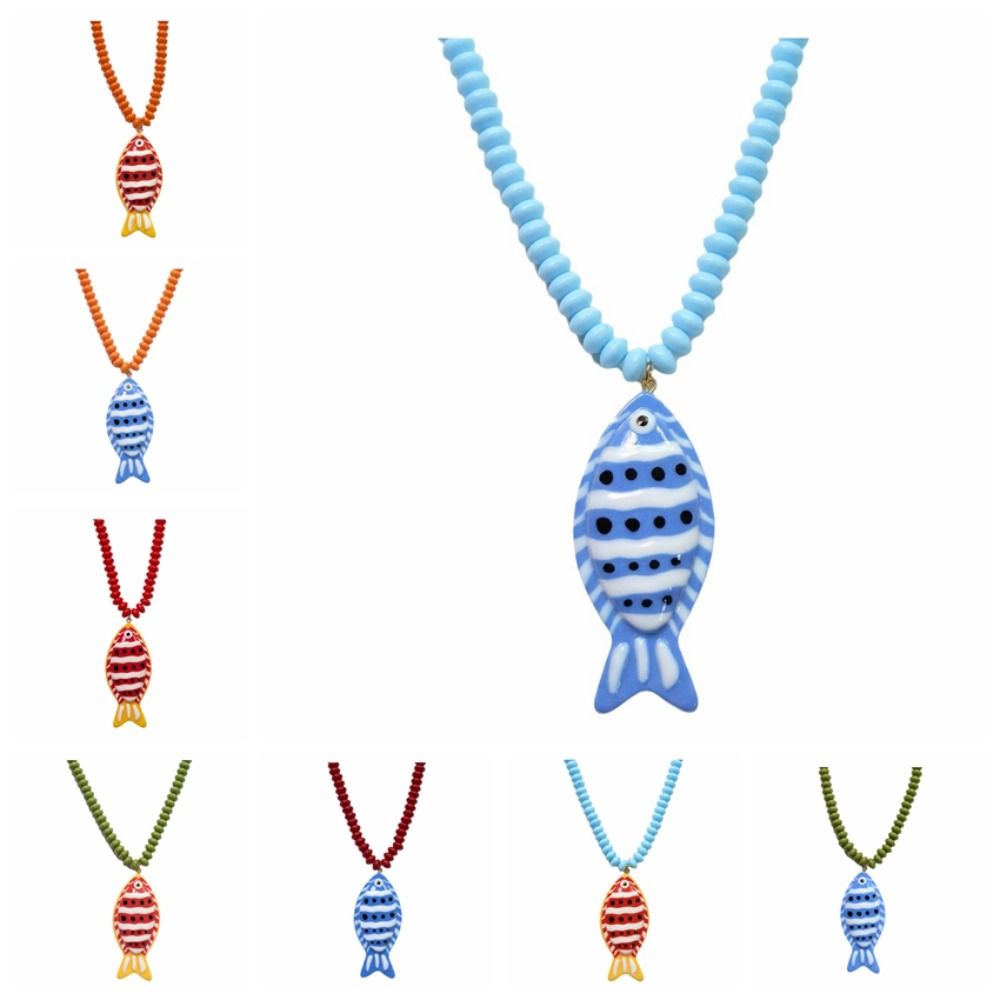 New Colorful Fish Pendant Neck - Resin Art Necklace 评论和价格