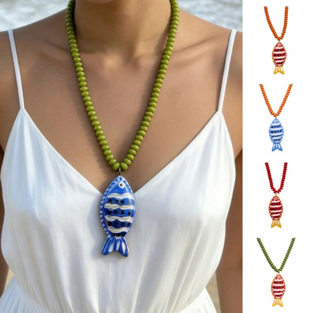 New Colorful Fish Pendant Neck - Resin Art Necklace 评论和价格