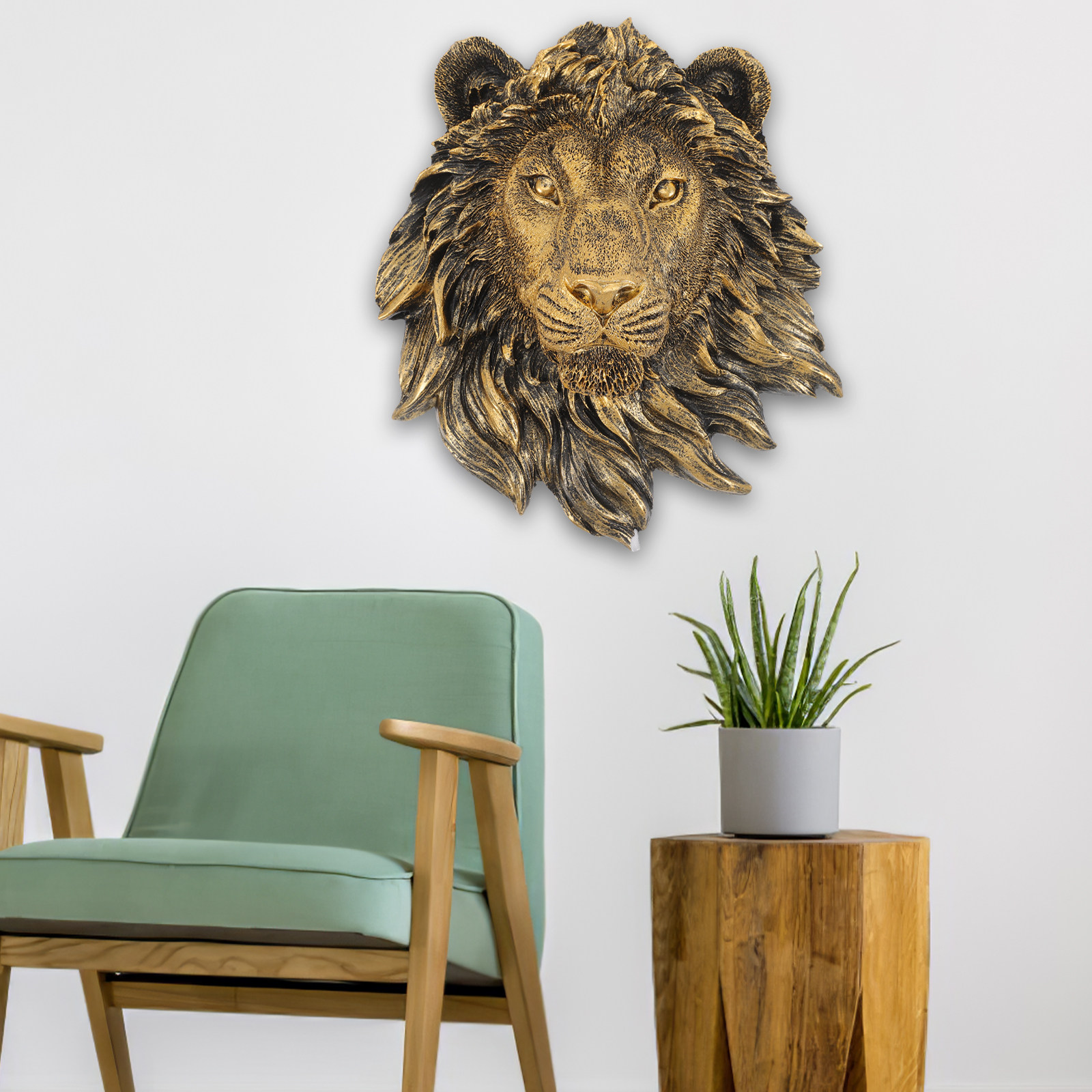 Imitation Lion Wall Decor Resi - Resin Art Sculptures 评论和价格