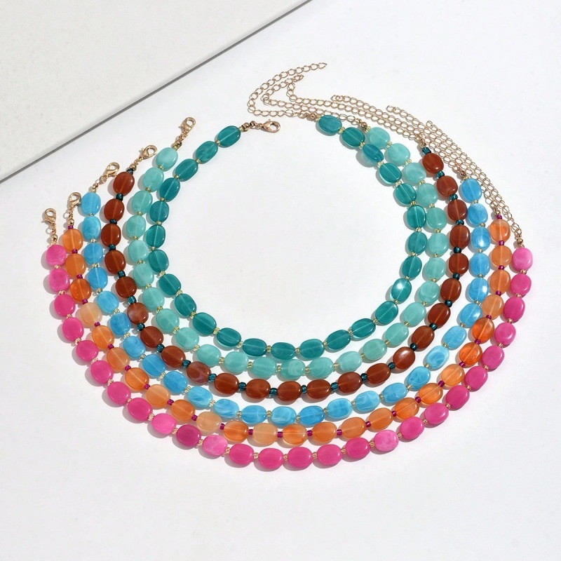 Statement Exaggerated Oval Col - Resin Art Necklace 评论和价格
