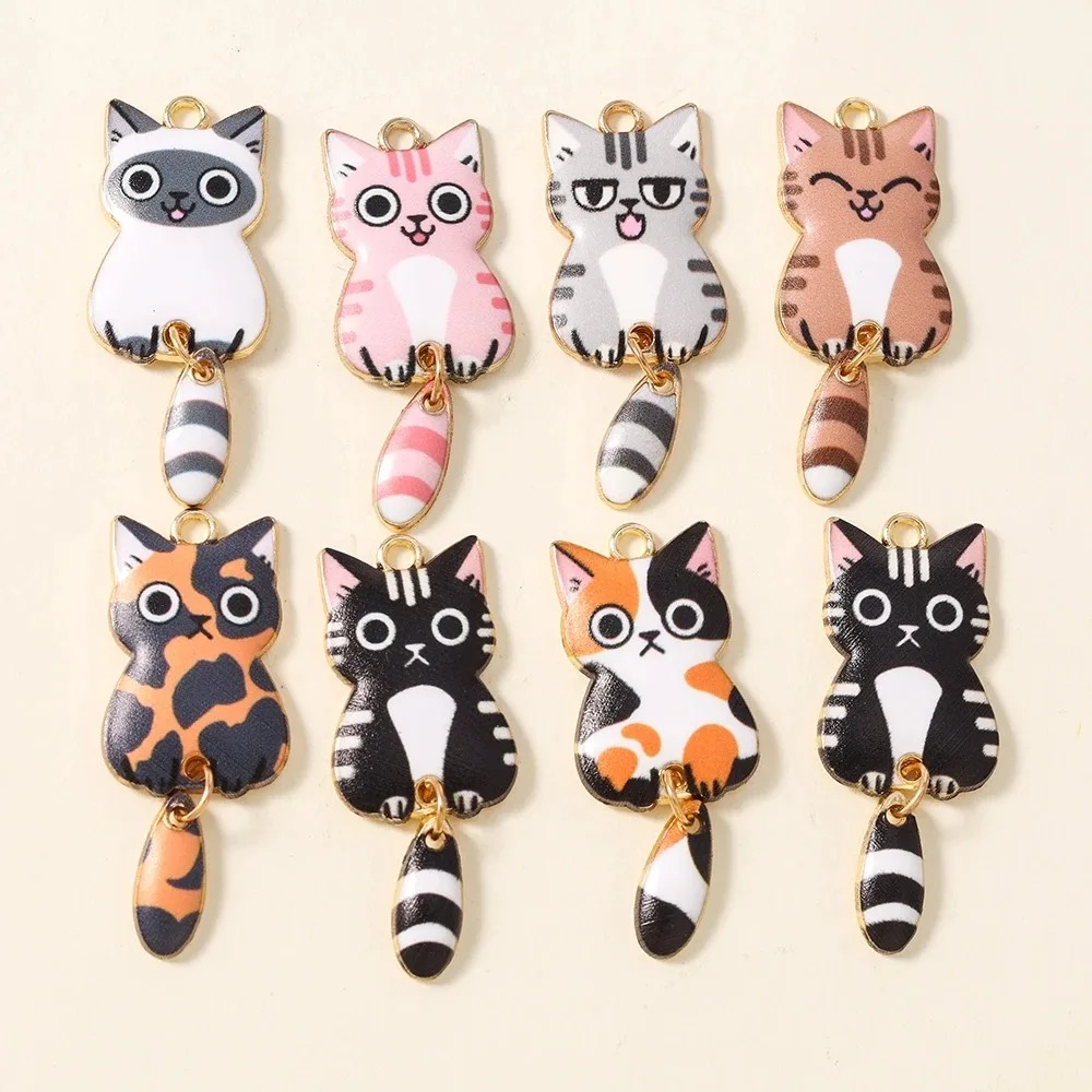 10Pcs 16×39mm Cute Cartoon Cat - Resin Art Jewellery 评论和价格