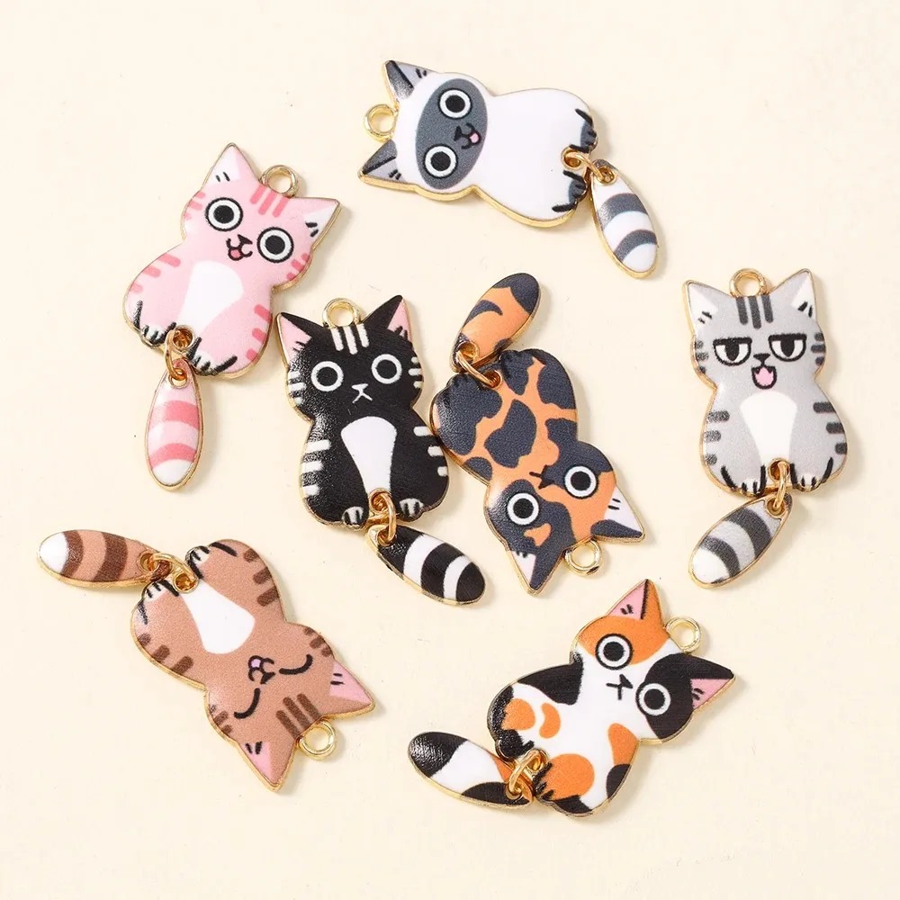 10Pcs 16×39mm Cute Cartoon Cat - Resin Art Jewellery 评论和价格