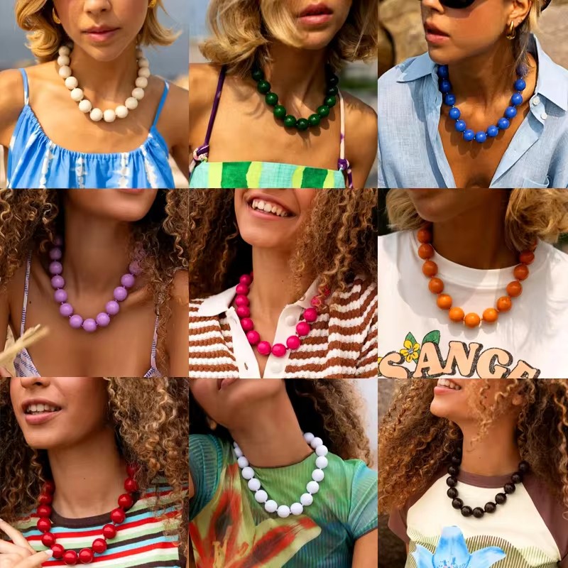 Tocona New Colorful Big Bead C - Resin Art Necklace 评论和价格