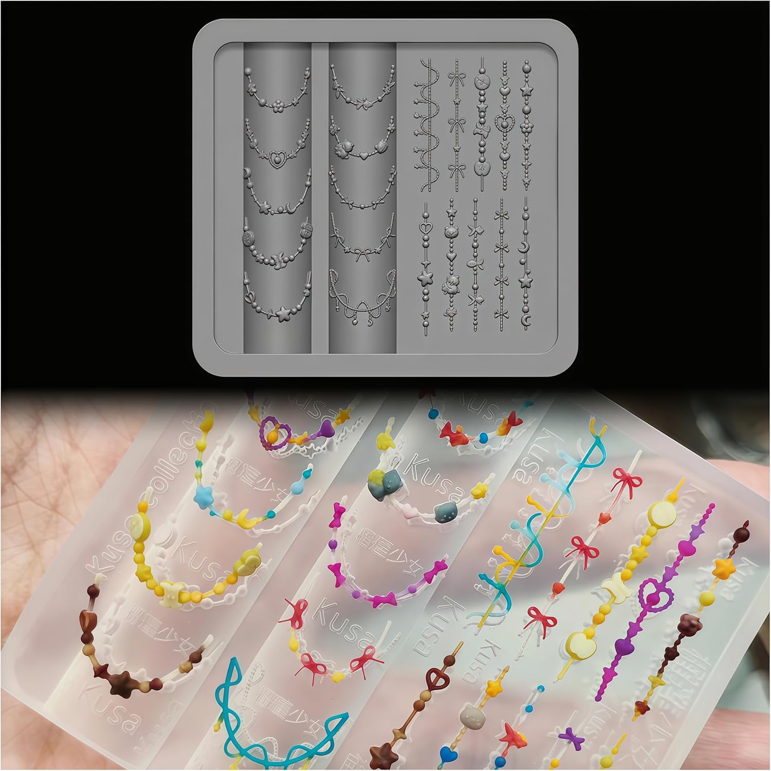 3D Bead Necklace Gel Nail Art  - Resin Art Necklace 评论和价格