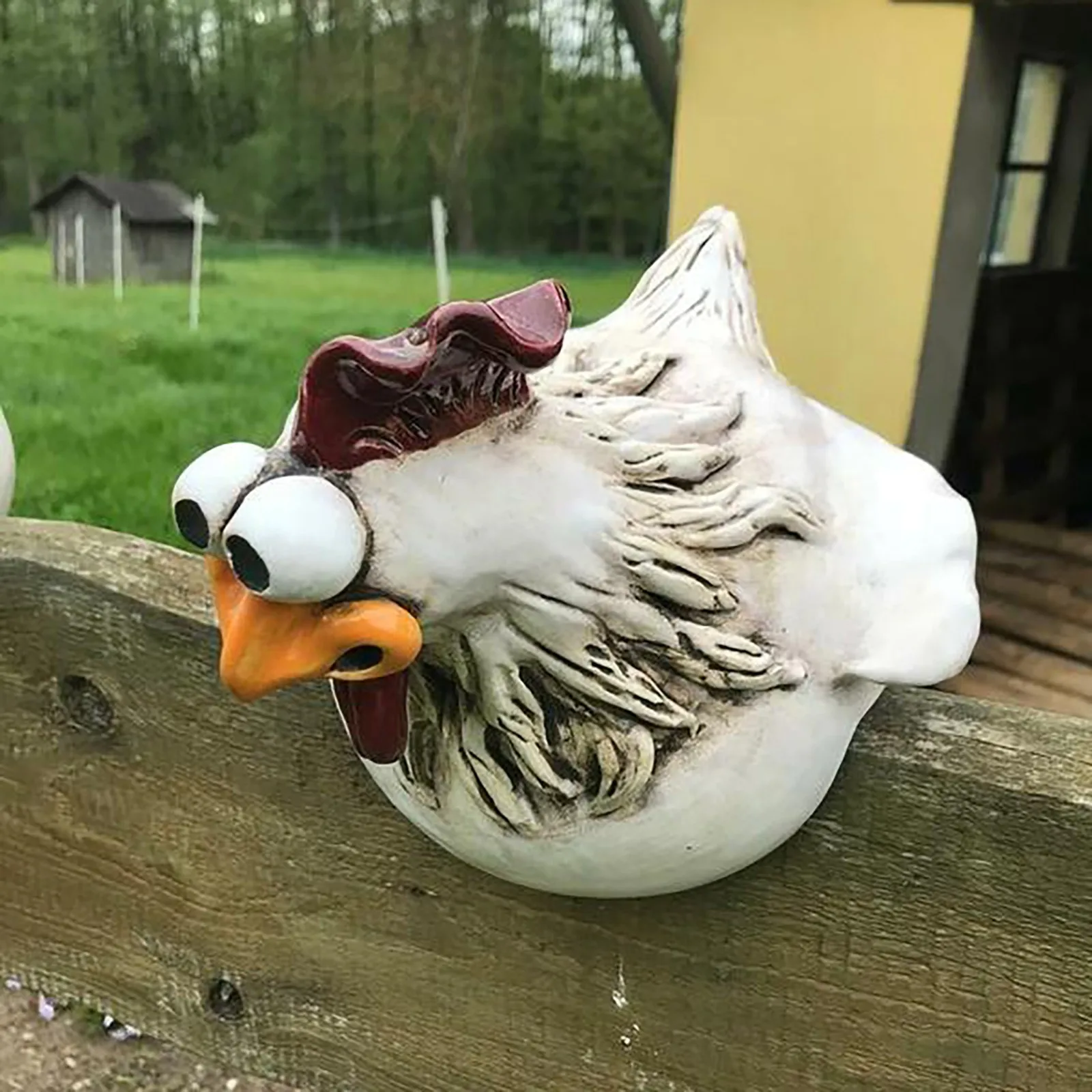 Funny Chicken Fence Decor Stat - Resin Art Sculptures 评论和价格