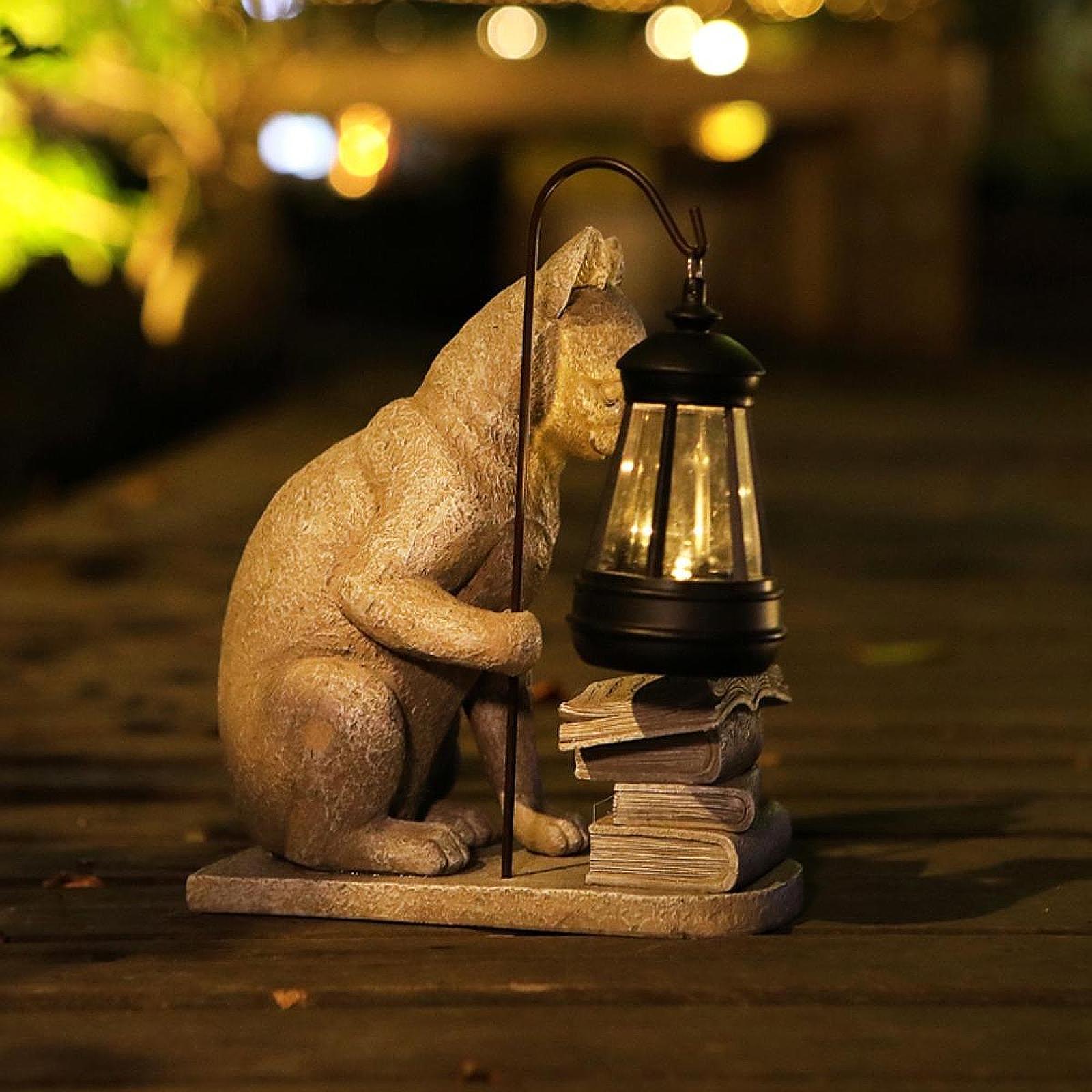 Cat Solar Garden Mini Statue S - Resin Art Sculptures 评论和价格